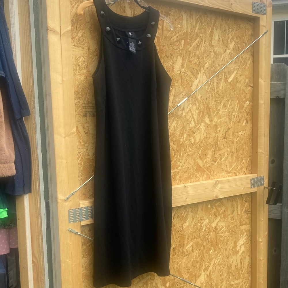 R&K Black Midi Dress with Neckline Accents